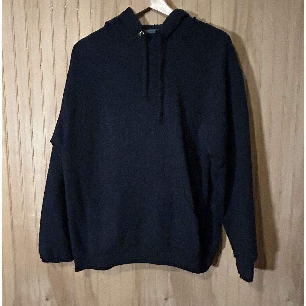 FRUIT OF THE LOOM Men's Large Black Hooded Sweatshirt Fleece Hoodies